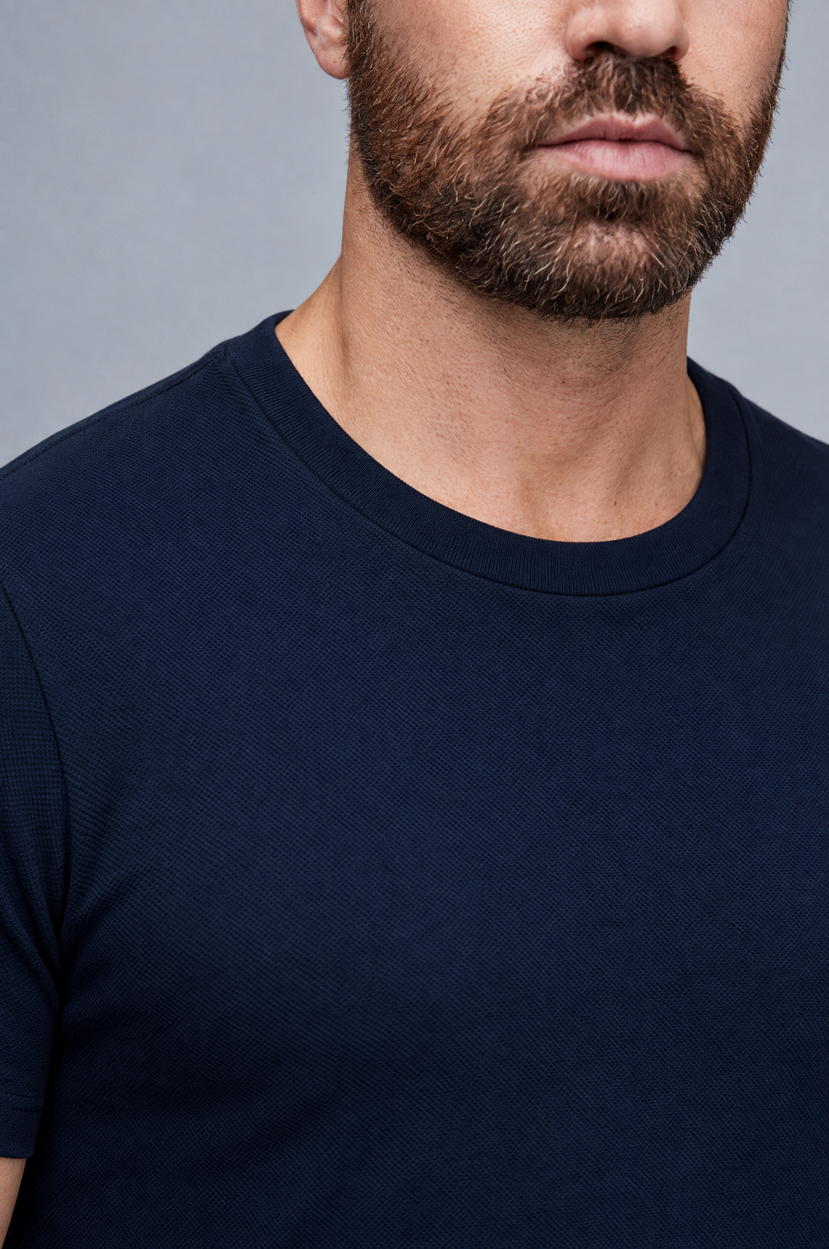 Marinho · Detalhe da gola